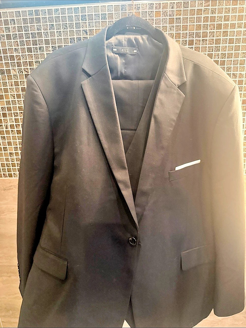 Coofandy Men's 3 Piece Suit Set Black 4XL